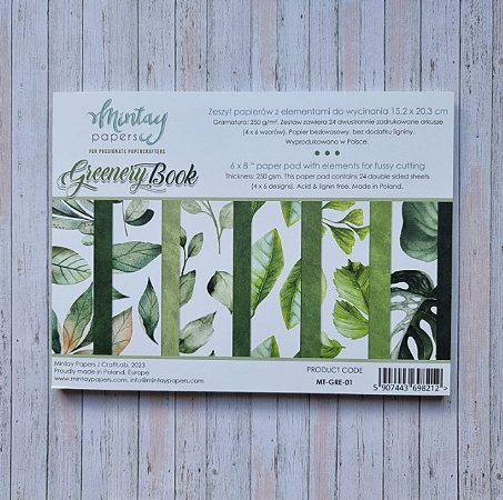 Bloco de folhas para Recortes A5 Scrapbook - Mintay Papers - Greenery Book