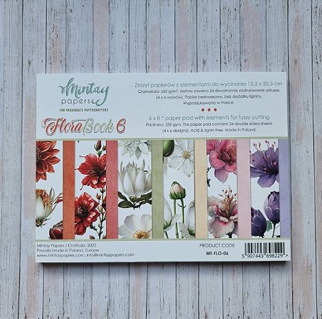 Bloco de folhas para Recortes A5 Scrapbook - Mintay Papers - Flora Book 6