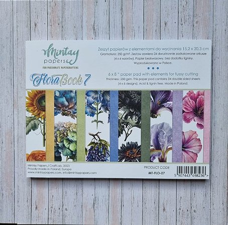 Bloco de folhas para Recortes A5 Scrapbook - Mintay Papers - Flora Book 7
