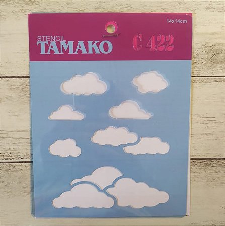 Stencil Tamako 14x14cm - Estampa de Nuvens (C422)