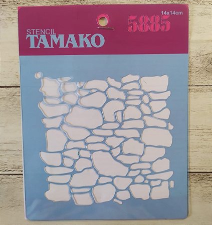 Stencil Tamako 14x14cm - Muro de Pedras (5885)