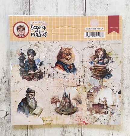 Chipboards Adesivados Redondos - Dany Peres - Coleção Escola de Magia