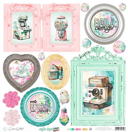 Papel Scrapbook 07 - Carina Sartor - Coleção Mix Tape