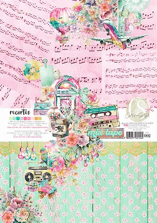 Bloco Papel Scrapbook A5 Recortes - Carina Sartor - Coleção Mix Tape