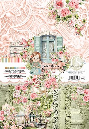 Bloco Papel Scrapbook A4 - Carina Sartor - Coleção Garden