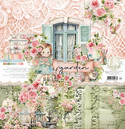 Bloco Papel Scrapbook 30,5 x 30,5 cm - Carina Sartor - Coleção Garden