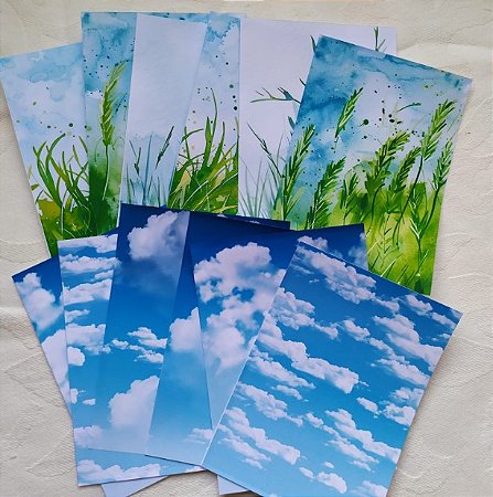 Papéis Estampados A6 Papel Retrô 12pçs - Nuvens