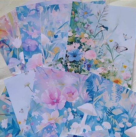 Papéis Estampados A6 Papel Retrô 12pçs - Floresta Encantada