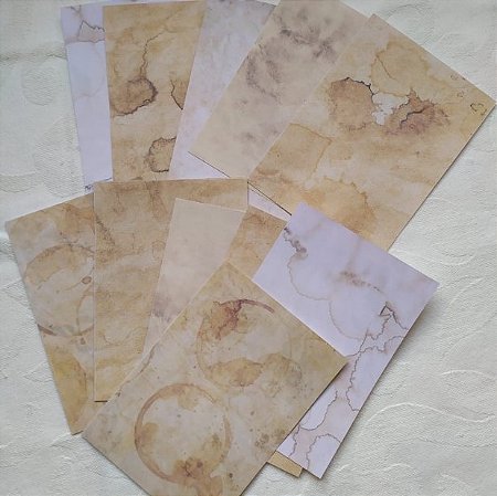 Papéis Estampados A6 Papel Retrô 12pçs - Manchas de Café