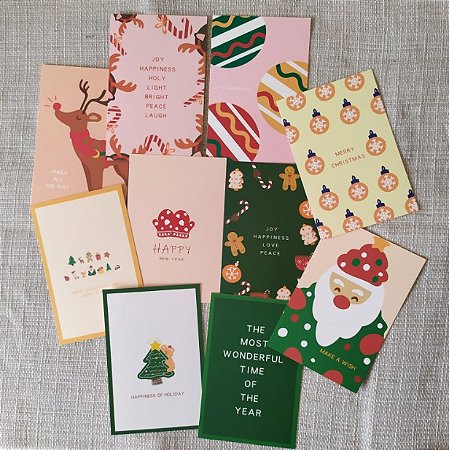 Kit com 5 Cartões de Natal Sortidos