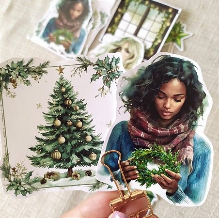 Adesivos Natal Oliva 15pçs
