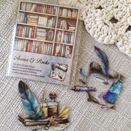 Adesivos PET Aroma of Books 20 Pçs - Manuscritos e Penas