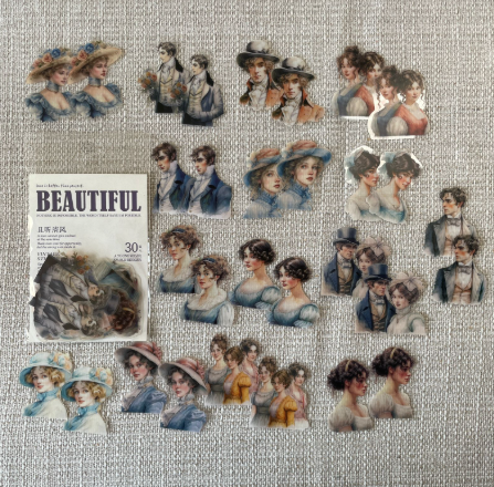 Adesivos PET Damas e Cavalheiros Vintage 30 pçs