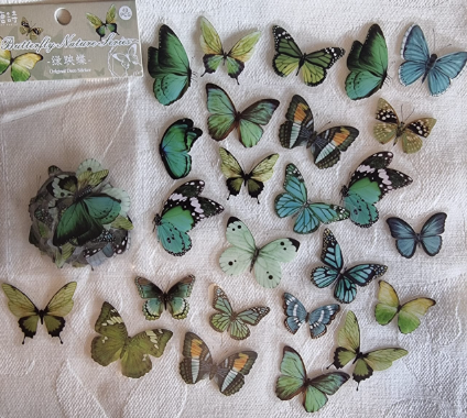 Adesivos PET Borboletas 40 pçs - Verde