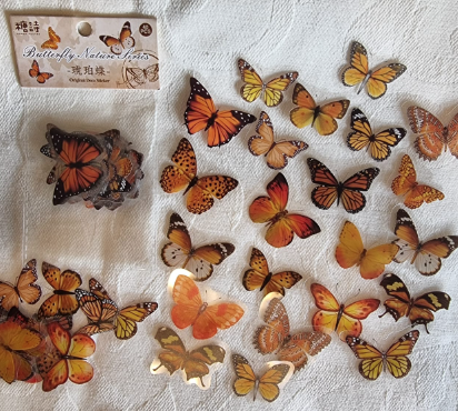 Adesivos PET Borboletas 40 pçs - Amarelo  e Laranja