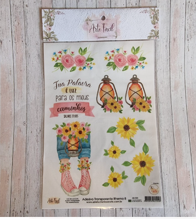 Cartela de Adesivos Transparente Devocional 8 Arte Fácil