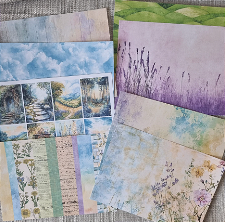 Papéis Estampados A5 Papel Retrô 8 pçs - Paisagens e Cards