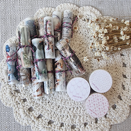 Kit "Um de Cada" Papel Retrô - Lançamento Abril de 2025 (13 loops + 3 Washi)