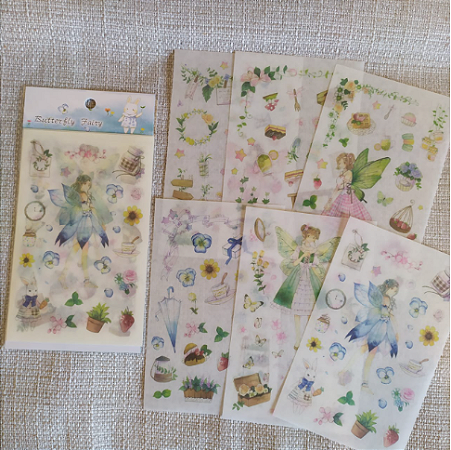 Cartela de Adesivos Papel de Arroz Butterfly Fairy