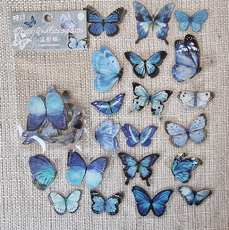Adesivos PET Borboletas 40 pçs - Tons de Azul