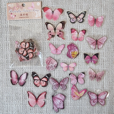 Adesivos PET Borboletas 40 pçs - Rosa
