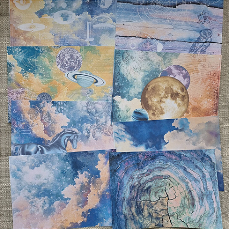 Papéis Estampados A5 Papel Retrô 8pçs - Espaço