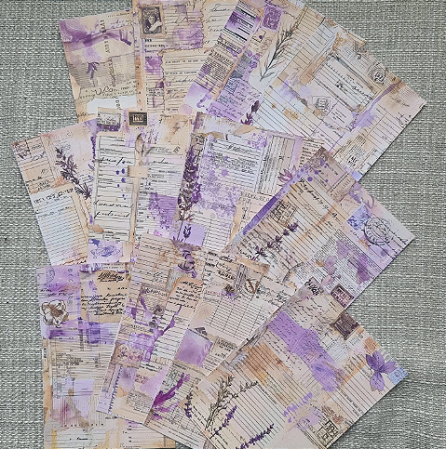 Papéis Estampados A6 Papel Retrô 12pçs - Lavanda
