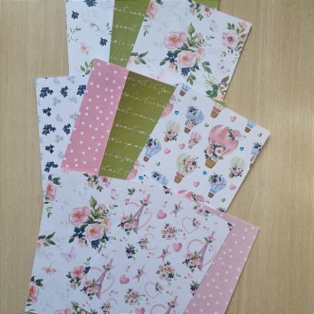 Papéis Estampados A6 Papel Retrô 12pçs - Romântico