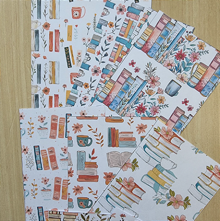 Papéis Estampados A6 Papel Retrô 12pçs - Livros e Café