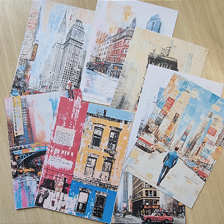 Papéis Estampados A6 Papel Retrô 12pçs - Metrópole