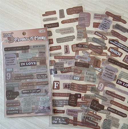 Cartela de Adesivos PET Palavras e Frases