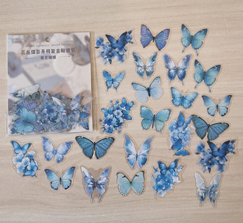 Adesivos PET - Flower Butterfly Shadow Series Azul