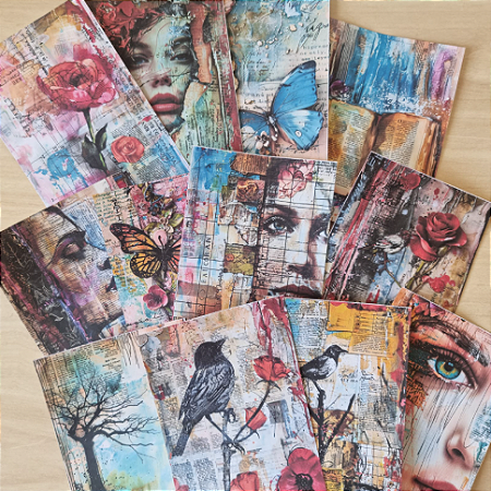 Papéis Estampados A6 Papel Retrô 12pçs - Mulheres