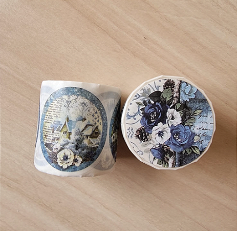 Washi Tape Destacável Floral Azul