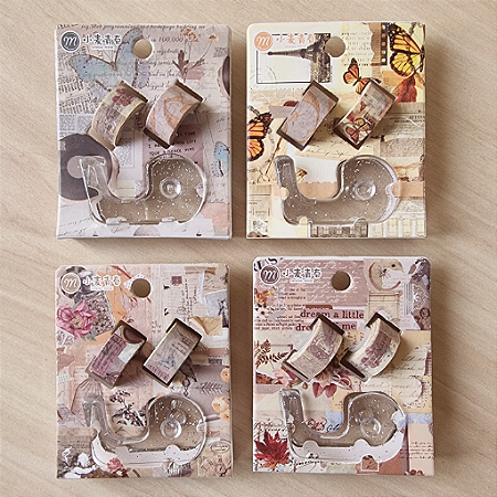 Suporte + 2 Mini Washi Tapes Vintage - Estampas Aleatórias
