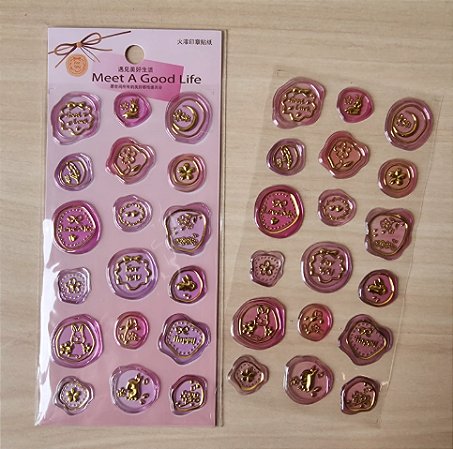 Cartela de Adesivos com Foil Lacre de Cera