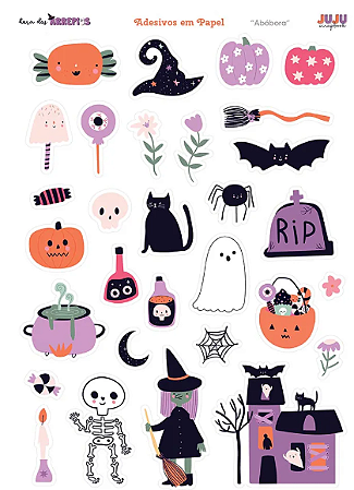 Adesivos em Papel ''Abóbora'' Coleção Hora dos Arrepios Juju Scrapbook
