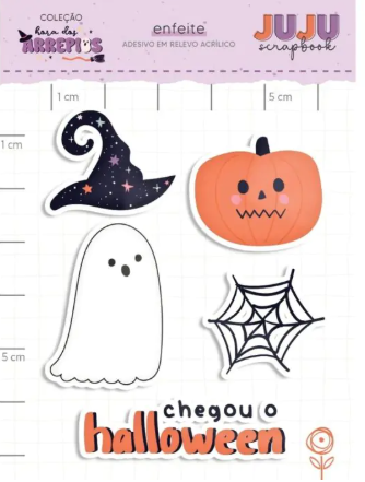 Enfeite Adesivo em Relevo Acrílico Coleção Hora dos Arrepios Juju Scrapbook