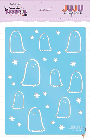 Stencil ''Fantasminhas'' Coleção Hora dos Arrepios Juju Scrapbook
