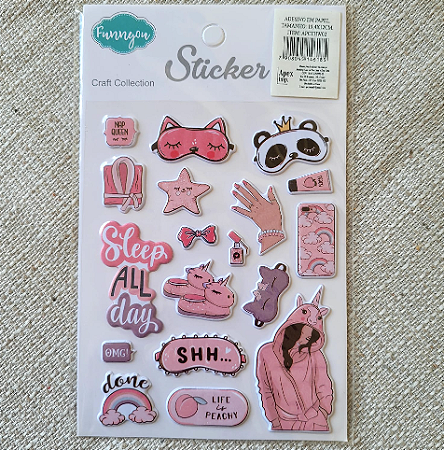 Cartela de Adesivos Puff Festa do Pijama