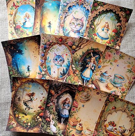 Papéis Estampados A6 Papel Retrô 12pçs - Alice