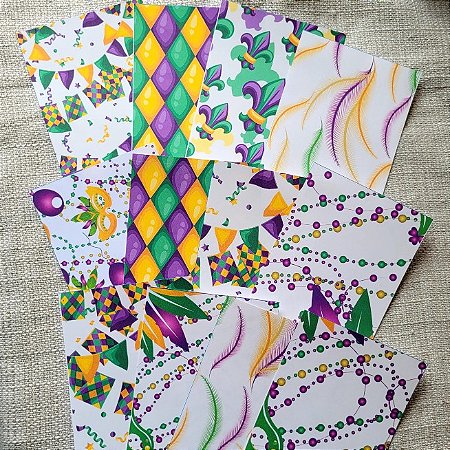 Papéis Estampados A6 Papel Retrô 12pçs - Estampas Fundos de Carnaval