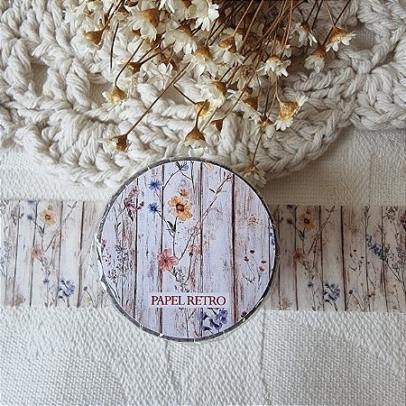 Washi Tape Papel Retrô - Madeira com Flores