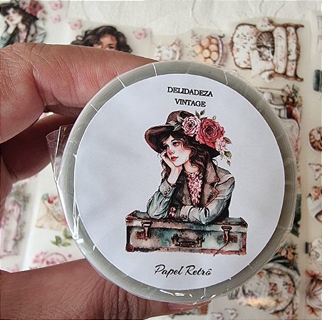 PET Tape Papel Retrô lacrada 10 metros - Delicadeza Vintage