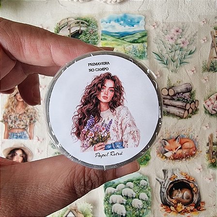 PET Tape Papel Retrô Cristal Destacável lacrada 6 metros - Primavera no Campo