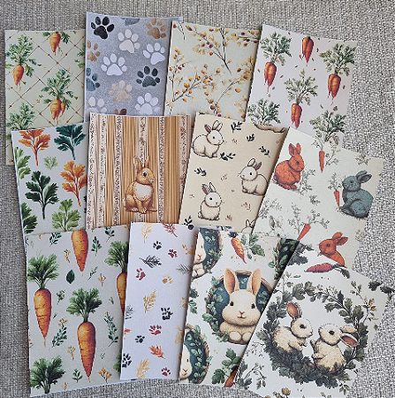 Papéis Estampados A6 Papel Retrô 12pçs - Páscoa Vintage