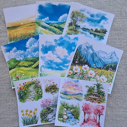 Papéis Estampados 15x15cm Papel Retrô 8pçs - Cenários de Primavera