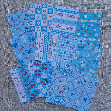 Papéis Estampados A6 Papel Retrô 12pçs - Cerejas