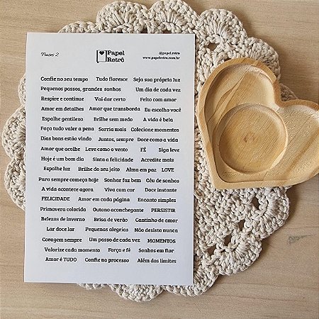 Cartela de Adesivos A5 Destacáveis Coleção Papel Retrô - Frases 2