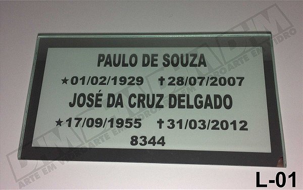 Placa Para Tumulo Em Espelho jateado